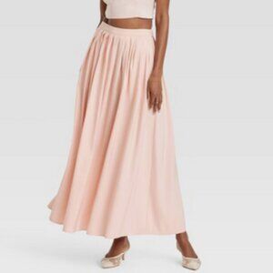 A New Day Peach Pleated A-Line Maxi Skirt - XS